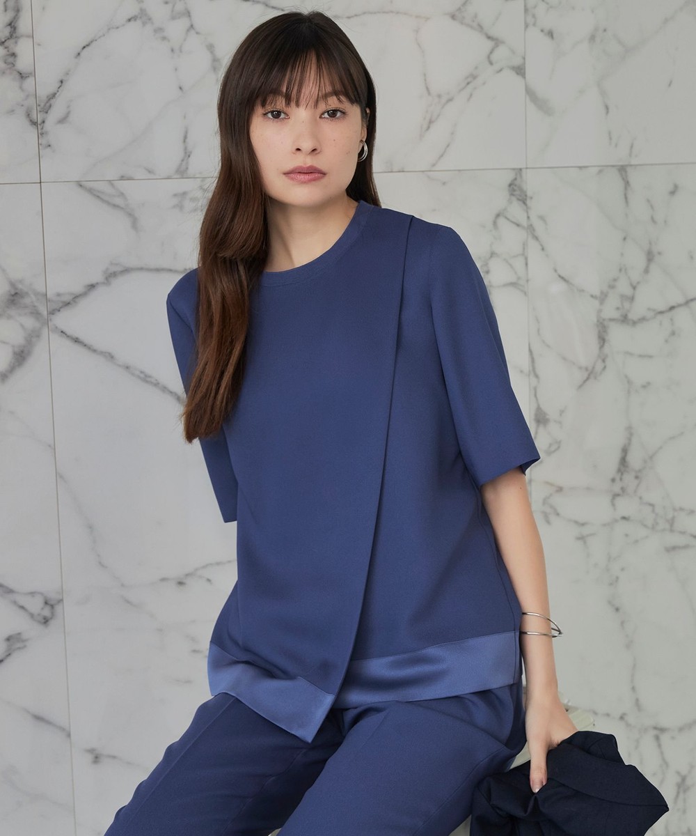 【オンワード】 ICB>トップス 【新色追加・接触冷感・UVケア・速乾・洗える】 FluidBackSatin Tブラウス ブルーベリー 0 レディース 【オンワード】 ICB>トップス 【新色追加・接触冷感・UVケア・速乾・洗える】 FluidBackSatin Tブラウス ブルーベリー 0 レディース