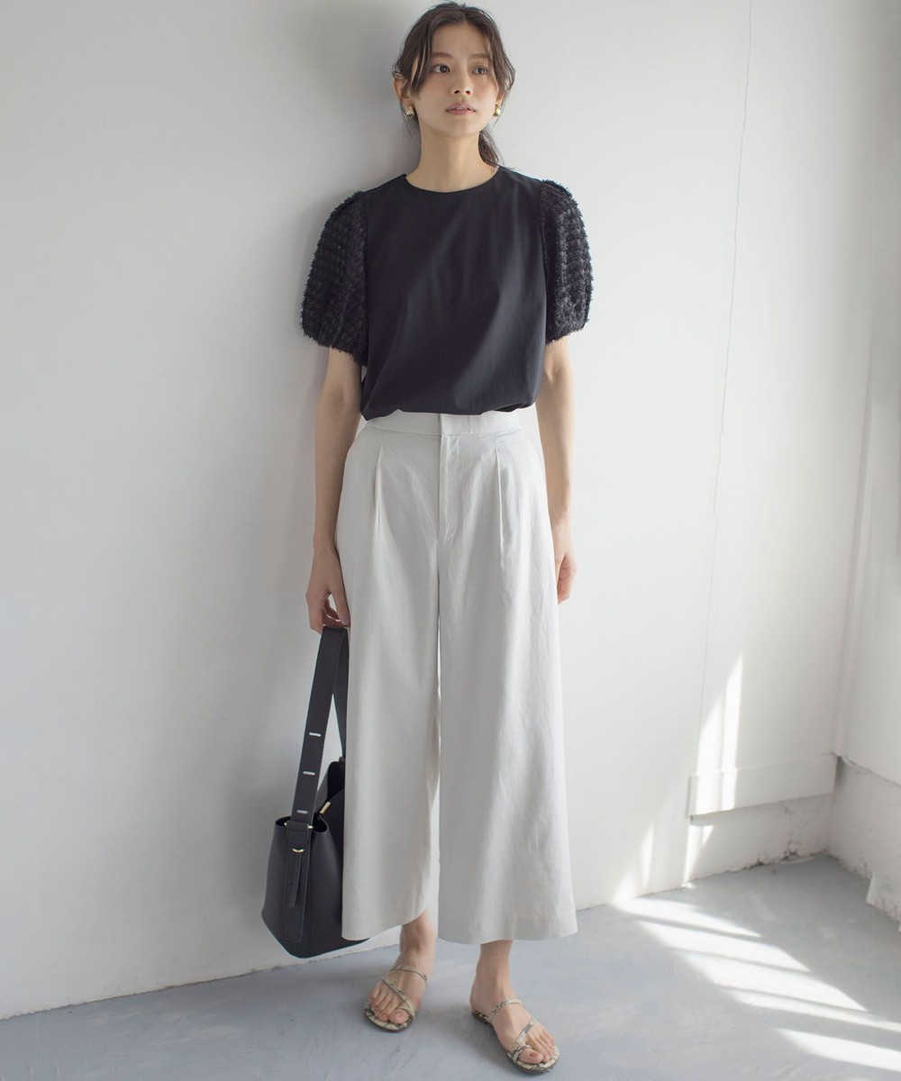 【オンワード】 組曲>パンツ リネンレーヨンワイド パンツ グレージュ 2 レディース 【オンワード】 組曲>パンツ リネンレーヨンワイド パンツ グレージュ 2 レディース