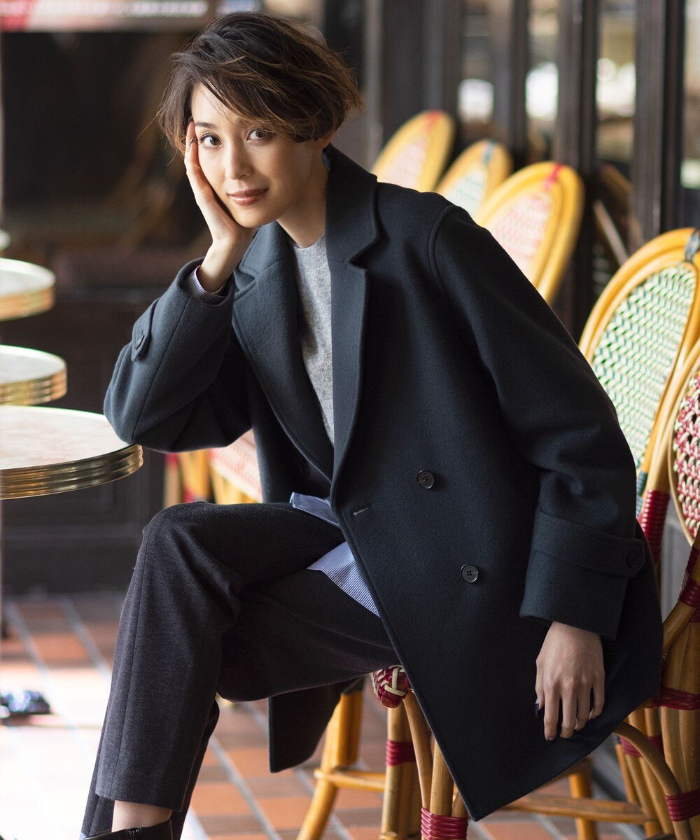 【オンワード】 J.PRESS LADIES>ジャケット/アウター Jackal 140s ソフトメルトン Pコート ダークグリーン 11 レディース 【オンワード】 J.PRESS LADIES>ジャケット/アウター Jackal 140s ソフトメルトン Pコート ダークグリーン 11 レディース