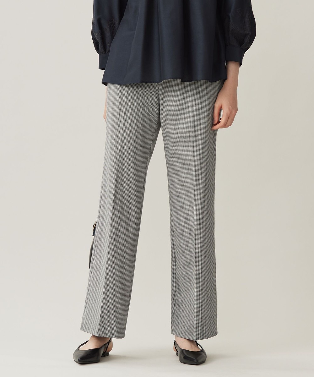 【オンワード】 自由区>パンツ 【撥水加工・洗える】TRギャバチェック柄ストレート パンツ モノトーン 38 レディース 【オンワード】 自由区>パンツ 【撥水加工・洗える】TRギャバチェック柄ストレート パンツ モノトーン 38 レディース