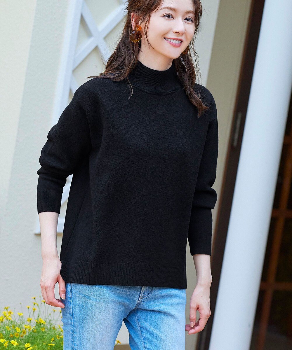 【洗える】もっちり素材のベーシックニットトップス