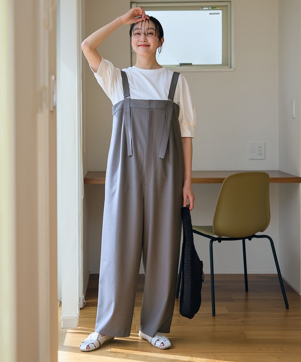 【オンワード】 ANY L>オールインワン・サロペット 【洗濯機可/接触冷感/UVケア】イージーケアライトストレッチサロペット グレー 4 レディース 【オンワード】 ANY L>オールインワン・サロペット 【洗濯機可/接触冷感/UVケア】イージーケアライトストレッチサロペット グレー 4 レディース