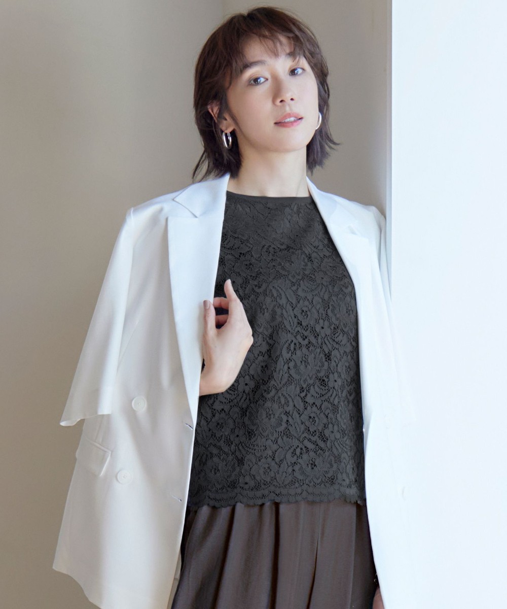 【オンワード】 自由区 S(小さいサイズ)>トップス 【洗える】クレープストレッチレースコンビ ニット バーント 32 レディース 【オンワード】 自由区 S(小さいサイズ)>トップス 【洗える】クレープストレッチレースコンビ ニット バーント 32 レディース