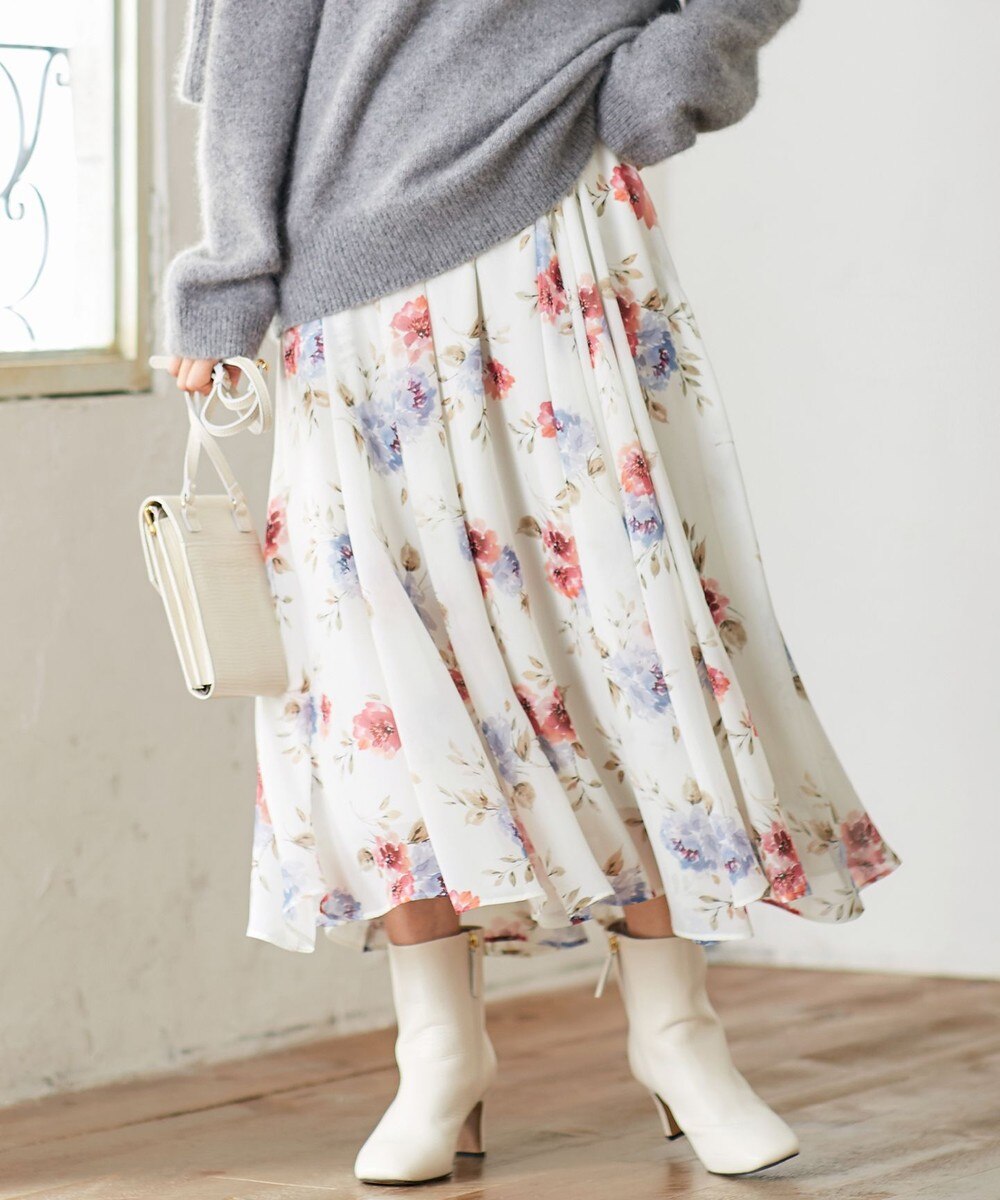 【オンワード】 23区 L>スカート 【先行予約】シアーフローラルプリント スカート アイボリーフローラル 46 レディース 【送料無料】