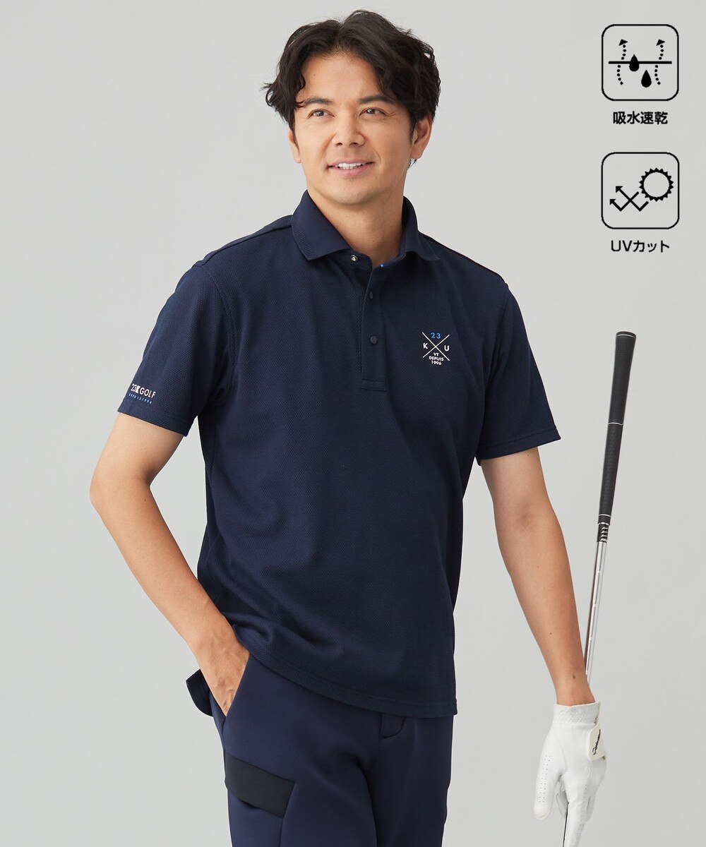 【オンワード】 23区GOLF>トップス 【MEN】【吸水速乾/UVカット】ハニカムカノコ半袖ポロシャツ ネイビー L メンズ