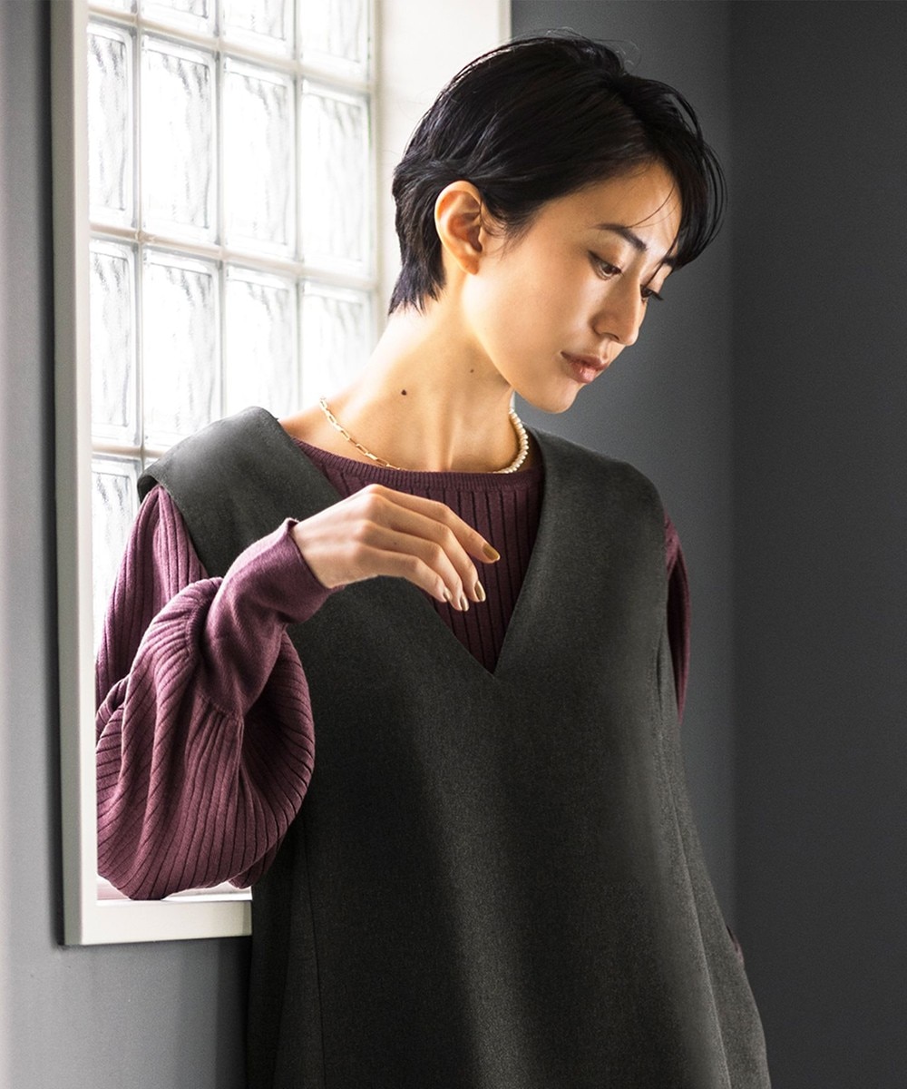 【オンワード】 any FAM>トップス 【吸湿発熱・洗える】ボリューム袖ウォーム ニット ワイン 2 レディース 【送料無料】