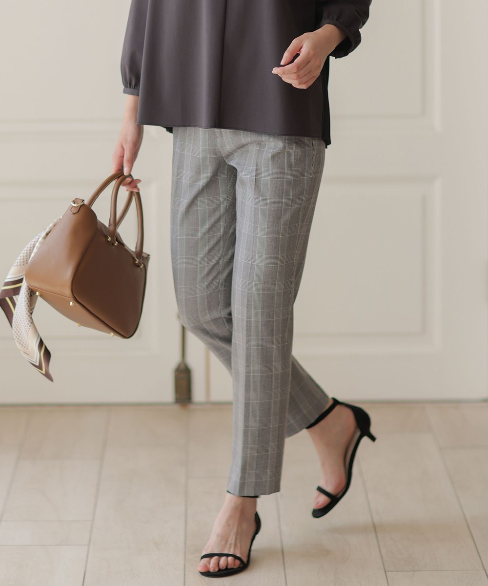 【オンワード】 J.PRESS LADIES>パンツ アルガンシルク チェック テーパード パンツ ライトグレーチェック 7 レディース 【オンワード】 J.PRESS LADIES>パンツ アルガンシルク チェック テーパード パンツ ライトグレーチェック 7 レディース