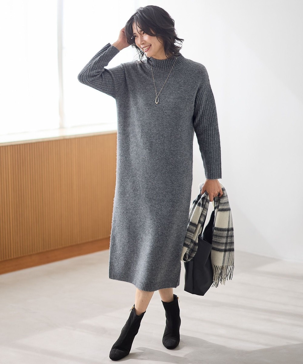 【オンワード】 ANY>トップス 【手洗い可】フラッフィーニットワンピース チャコール 3 レディース 【オンワード】 ANY>トップス 【手洗い可】フラッフィーニットワンピース チャコール 3 レディース