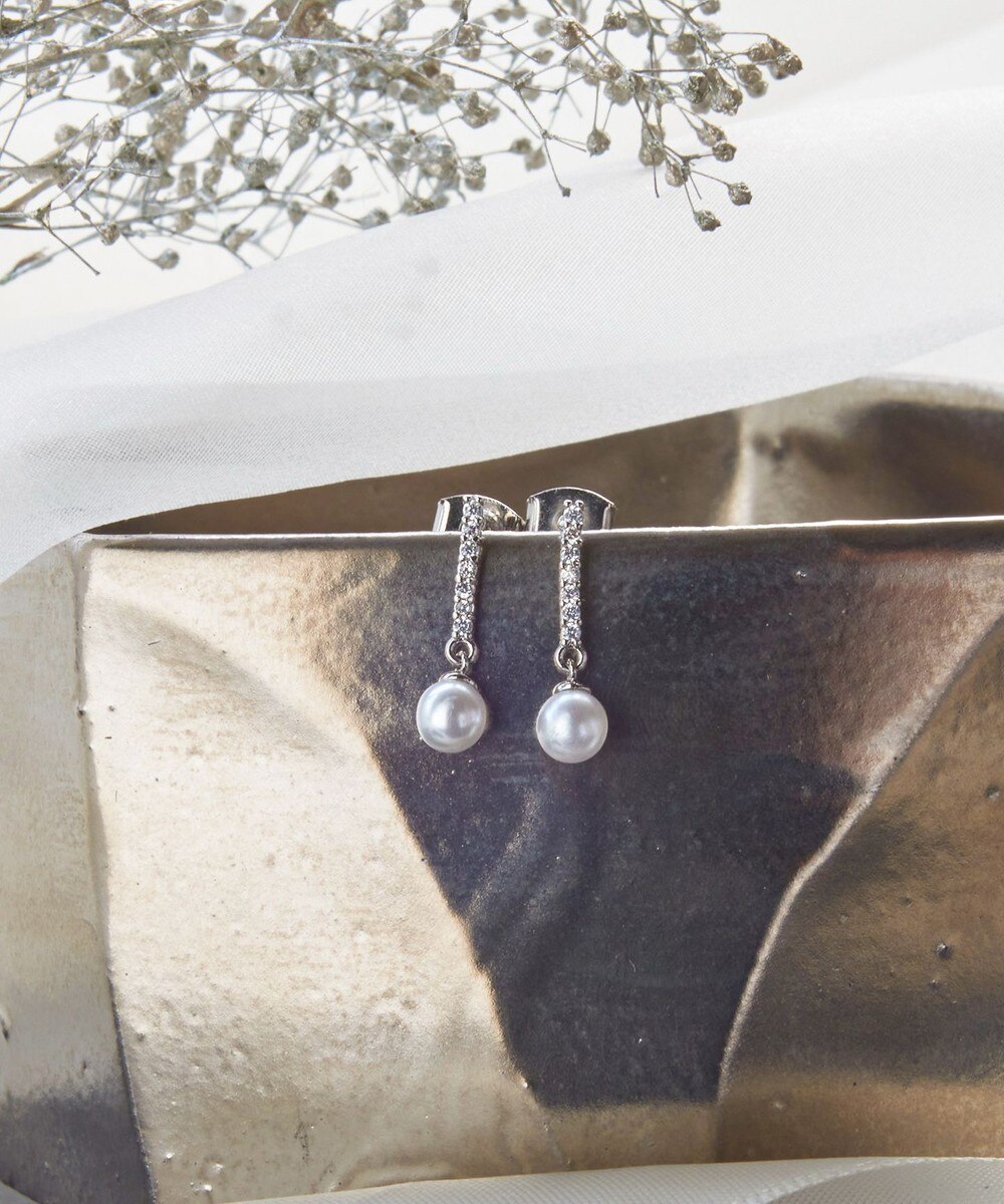 【金属アレルギー対応・養殖パール】ストーンバー&パールピアス