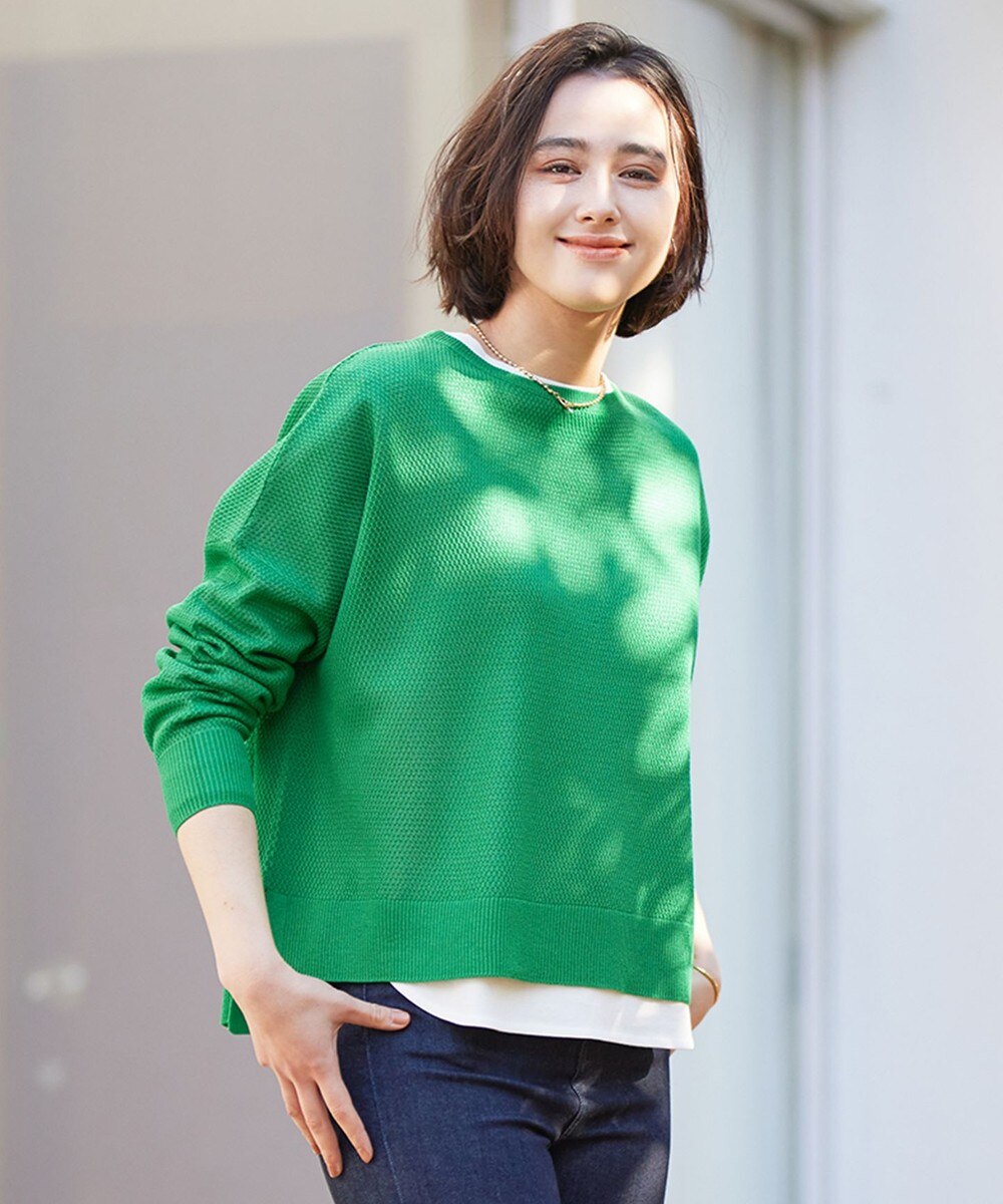 【洗える】リネンリンクスメッシュ プルオーバー