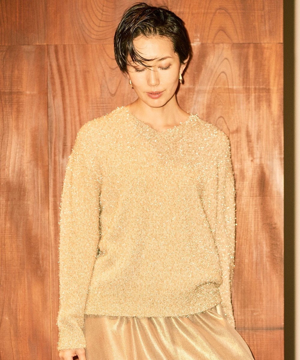 【オンワード】 自由区 L(大きいサイズ)>トップス 【カタログ掲載・洗える】フェザーラメプルオーバー ニット モカ 44 レディース 【オンワード】 自由区 L(大きいサイズ)>トップス 【カタログ掲載・洗える】フェザーラメプルオーバー ニット モカ 44 レディース
