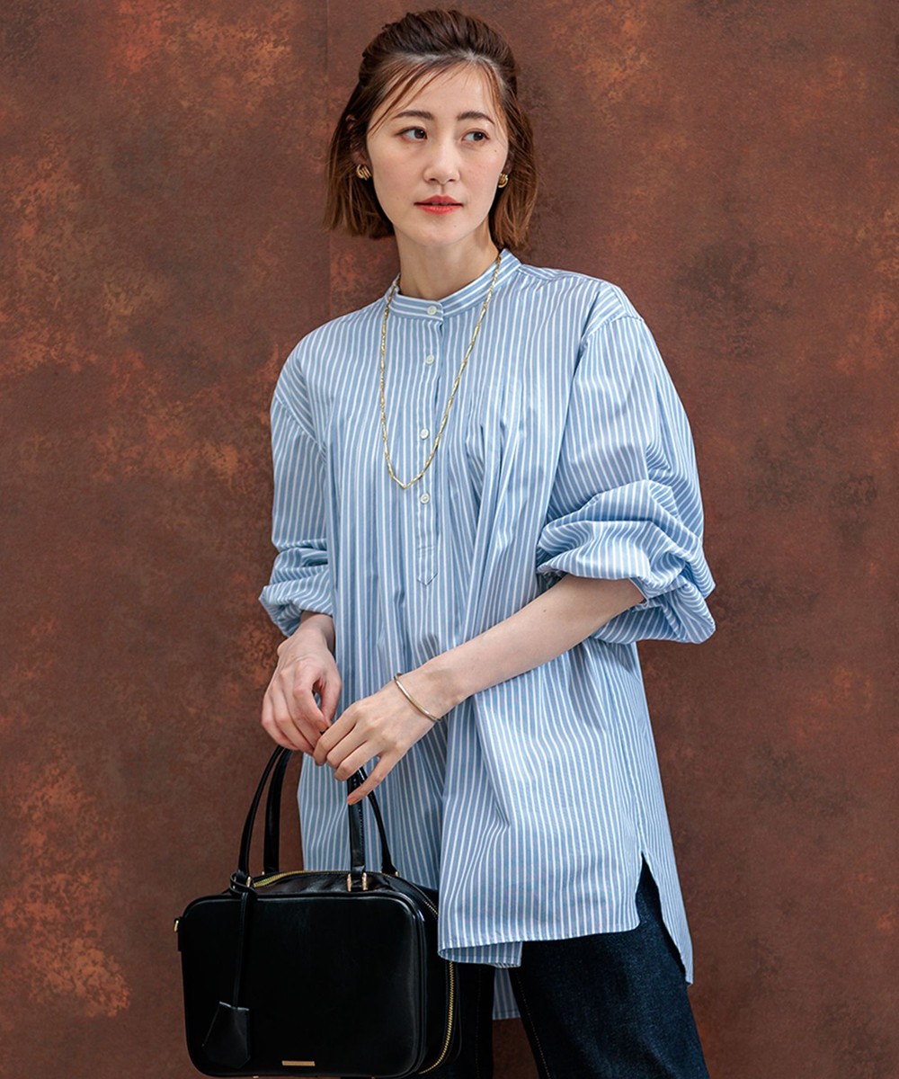 【オンワード】 23区 S(小さいサイズ)>トップス 【洗える】CANCLINI ボリュームデザイン ブラウス ブルーストライプ 32 レディース 【オンワード】 23区 S(小さいサイズ)>トップス 【洗える】CANCLINI ボリュームデザイン ブラウス ブルーストライプ 32 レディース