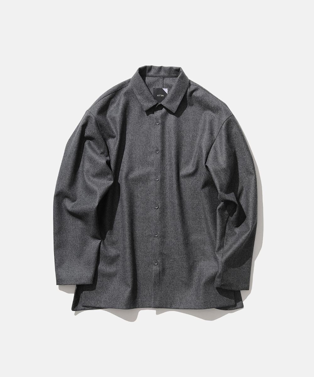 【オンワード】 ATON>トップス WOOL SAXONY オーバーサイズシャツ - UNISEX MIDDLE GRAY 02 レディース 【送料無料】