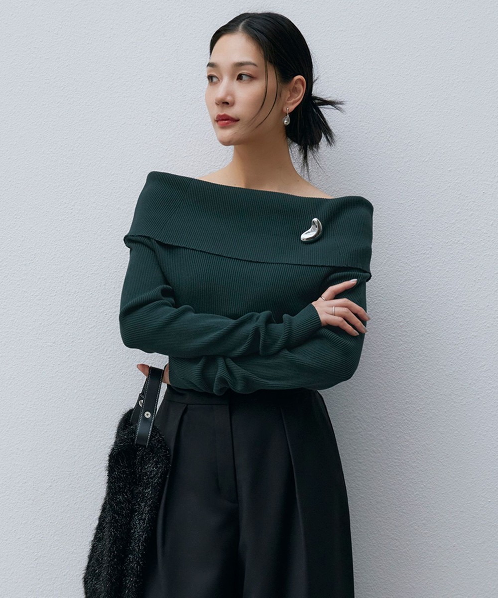【オンワード】 ICB>トップス 【洗える】VIS/PEスムース オフショルダーニット ミッドグリーン S レディース 【オンワード】 ICB>トップス 【洗える】VIS/PEスムース オフショルダーニット ミッドグリーン S レディース