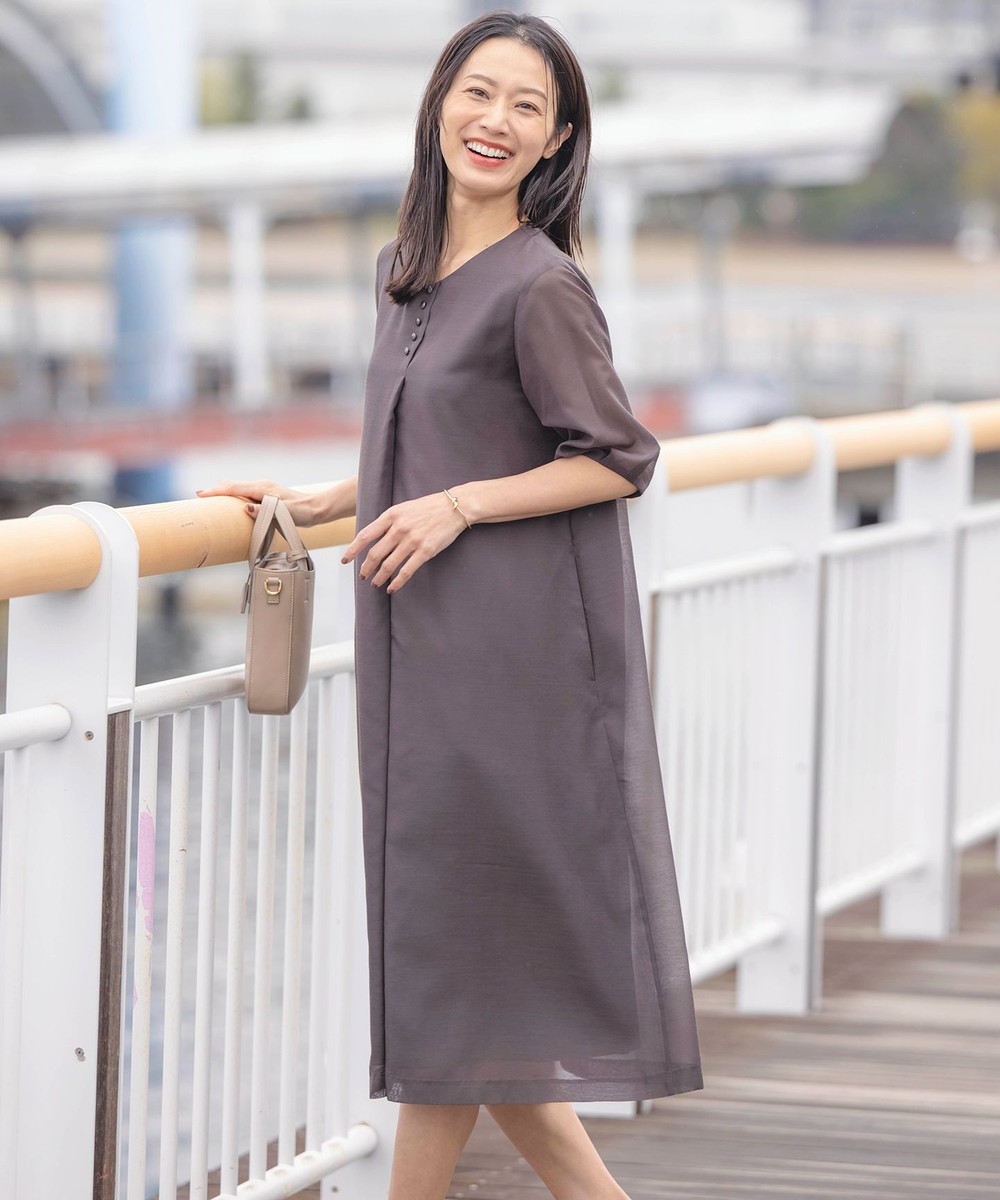 【オンワード】 J.PRESS LADIES>ワンピース 【洗える】ブライトスパンボイル ワンピース ダークブラウン 9 レディース 【オンワード】 J.PRESS LADIES>ワンピース 【洗える】ブライトスパンボイル ワンピース ダークブラウン 9 レディース