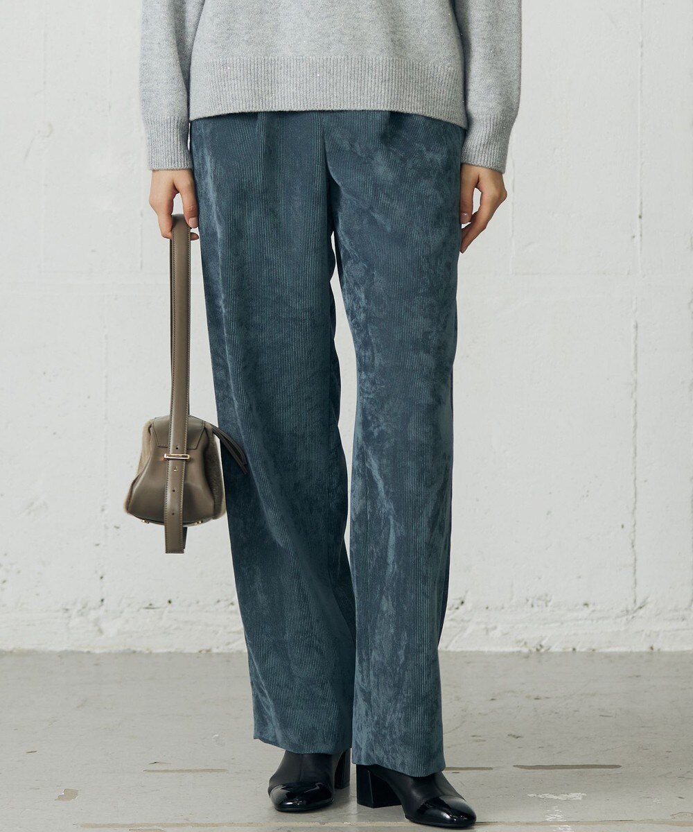 【オンワード】 自由区>パンツ 【カタログ掲載】ソフトコーデュロイワイド パンツⅡ ダルブルー 40 レディース