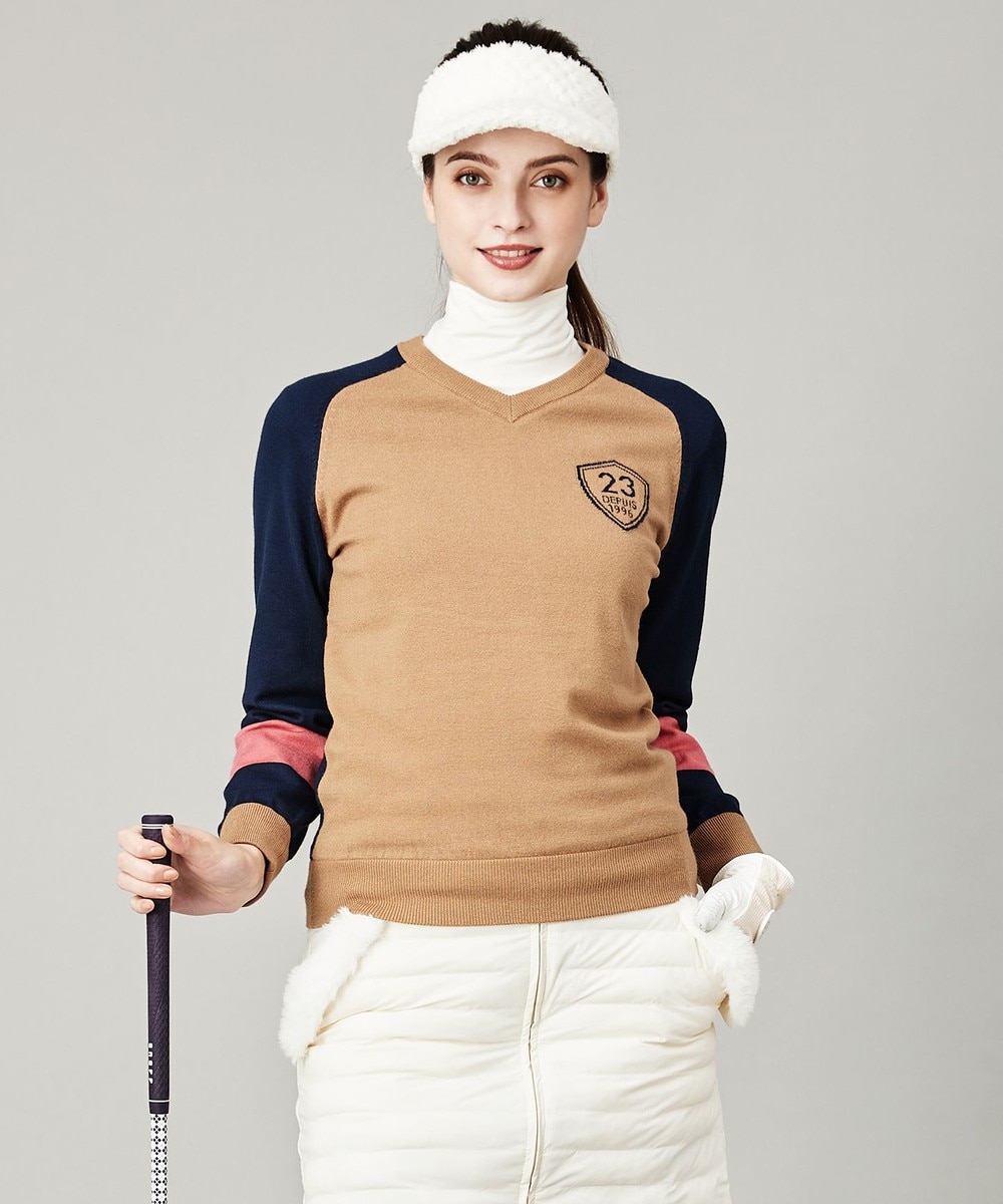 【オンワード】 23区GOLF>トップス 【WOMEN】【洗える】ストレッチ裏付き ニット キャメル 1 レディース 【送料無料】