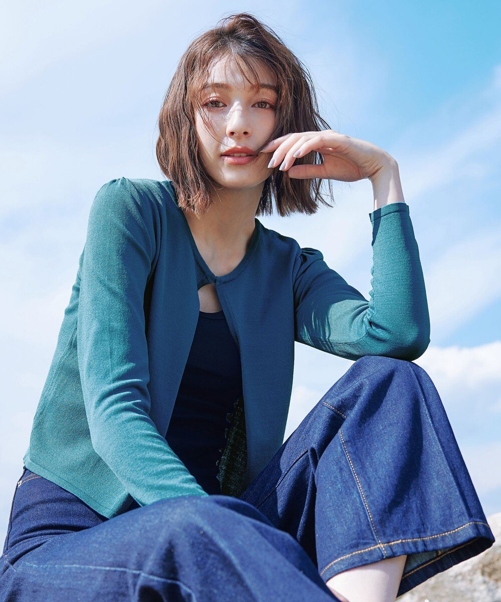 【洗える】長袖サマーニットカーディガン