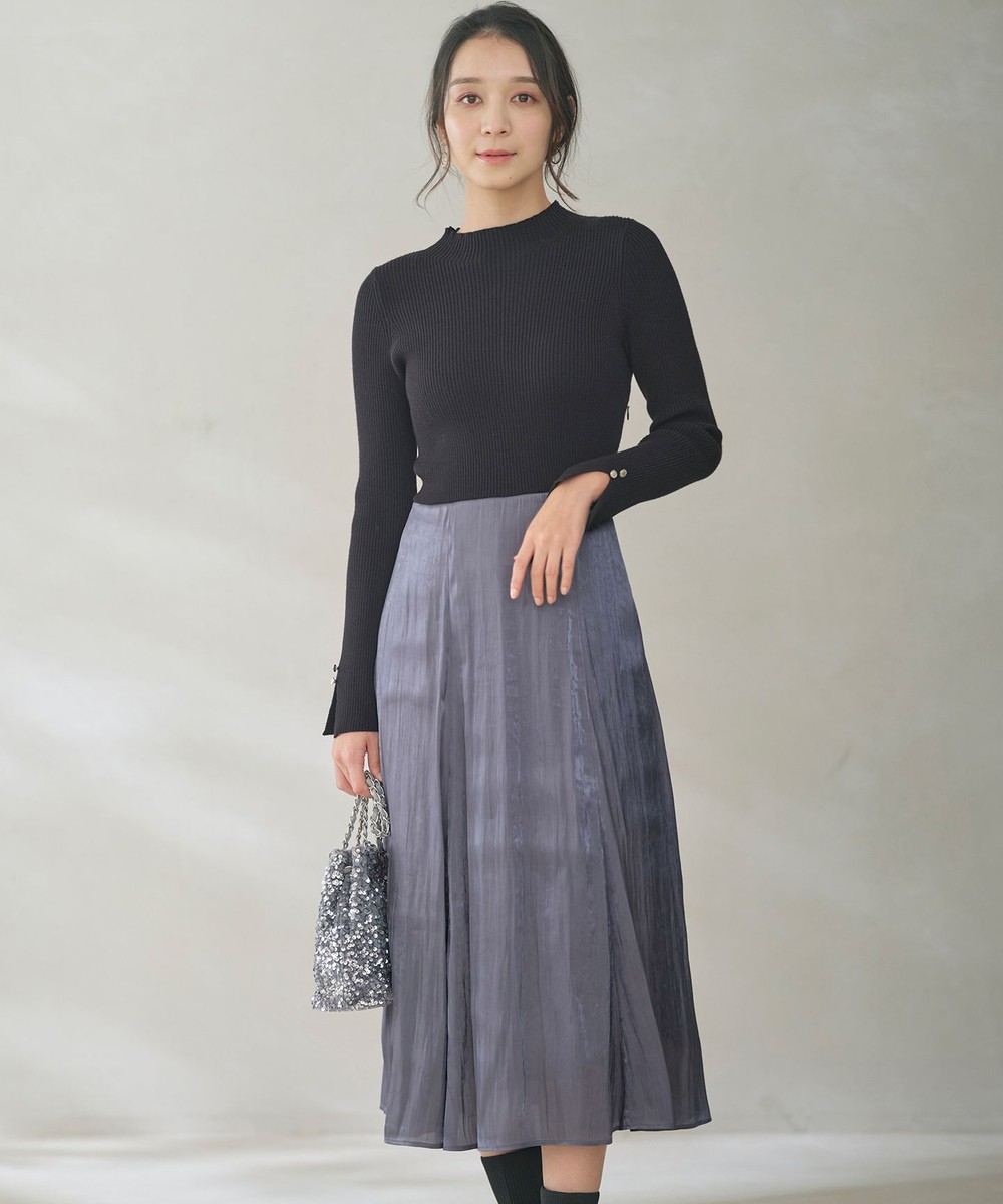 【オンワード】 ANY SIS>ワンピース 【洗える】オーロラサテンコンビ ワンピース ブルーグレー×ブラック 1 レディース 【オンワード】 ANY SIS>ワンピース 【洗える】オーロラサテンコンビ ワンピース ブルーグレー×ブラック 1 レディース