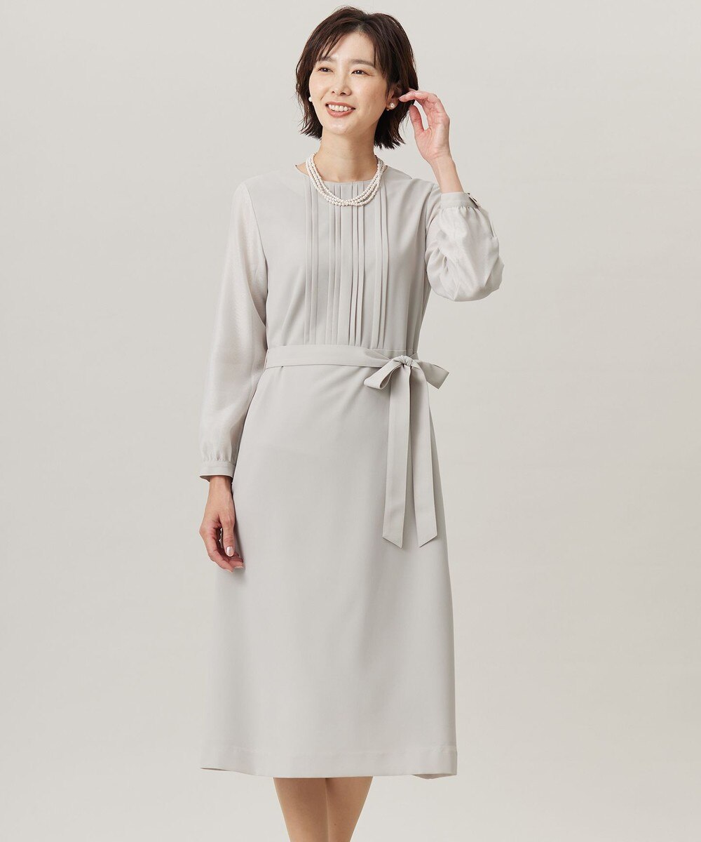 【オンワード】 J.PRESS LADIES>ワンピース 【洗える】ノルディス2wayジョーゼット タックディテール ワンピース ベージュ 9 レディース