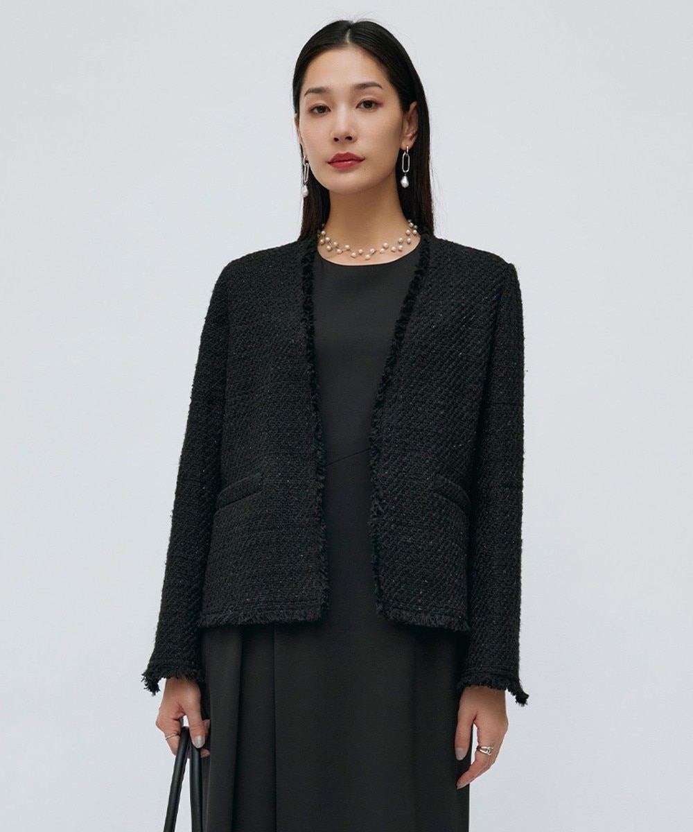 【オンワード】 ICB L(大きいサイズ)>ジャケット/アウター 【CLASSY.1月号掲載】ルレックスツイード ノーカラージャケット ブラック 42 レディース 【オンワード】 ICB L(大きいサイズ)>ジャケット/アウター 【CLASSY.1月号掲載】ルレックスツイード ノーカラージャケット ブラック 42 レディース