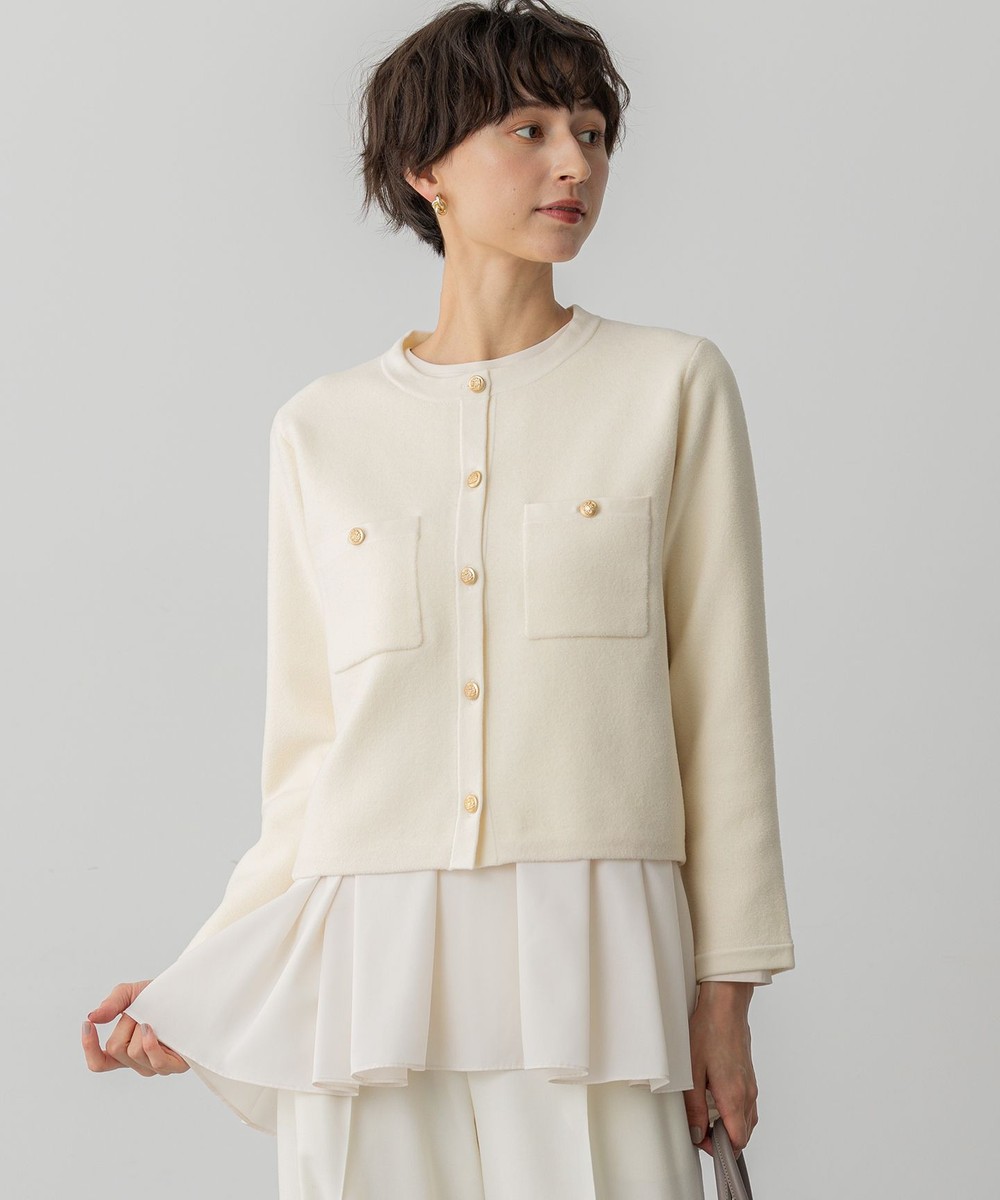 【オンワード】 23区>トップス 【洗える】ベロアニット カーディガン アイボリー 40 レディース 【オンワード】 23区>トップス 【洗える】ベロアニット カーディガン アイボリー 40 レディース