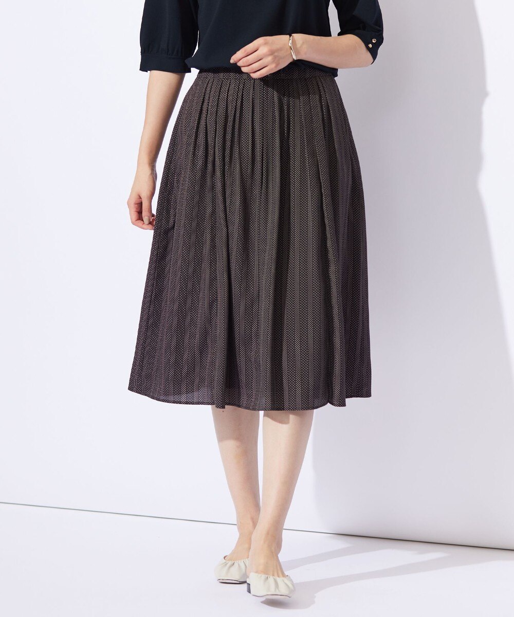 【オンワード】 J.PRESS LADIES>スカート 【洗える】ドットデシンプリント タック スカート ダークブラウン 9 レディース 【オンワード】 J.PRESS LADIES>スカート 【洗える】ドットデシンプリント タック スカート ダークブラウン 9 レディース