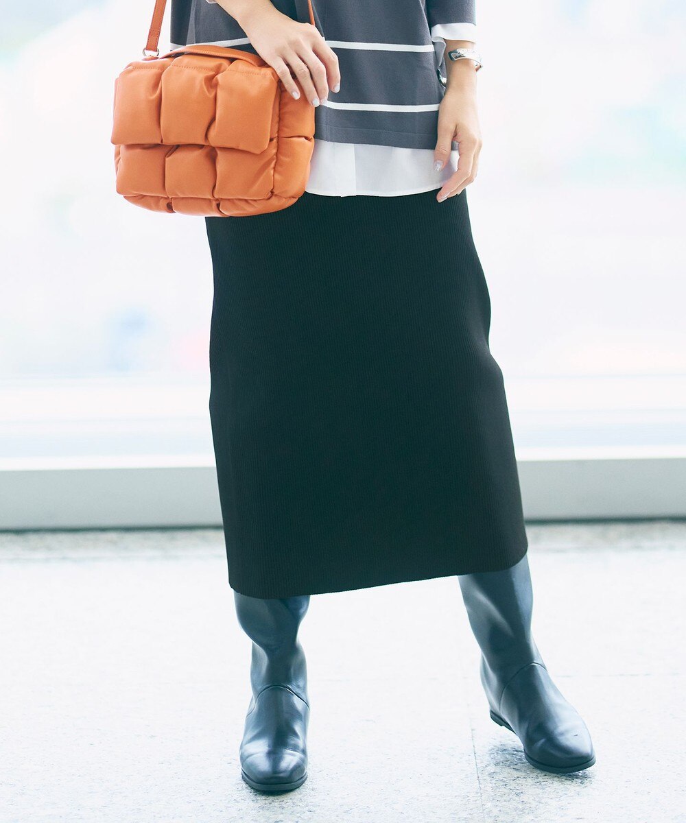 【オンワード】 自由区>スカート 【洗える】リブストレッチタイト スカート [新色]ブラック 38 レディース