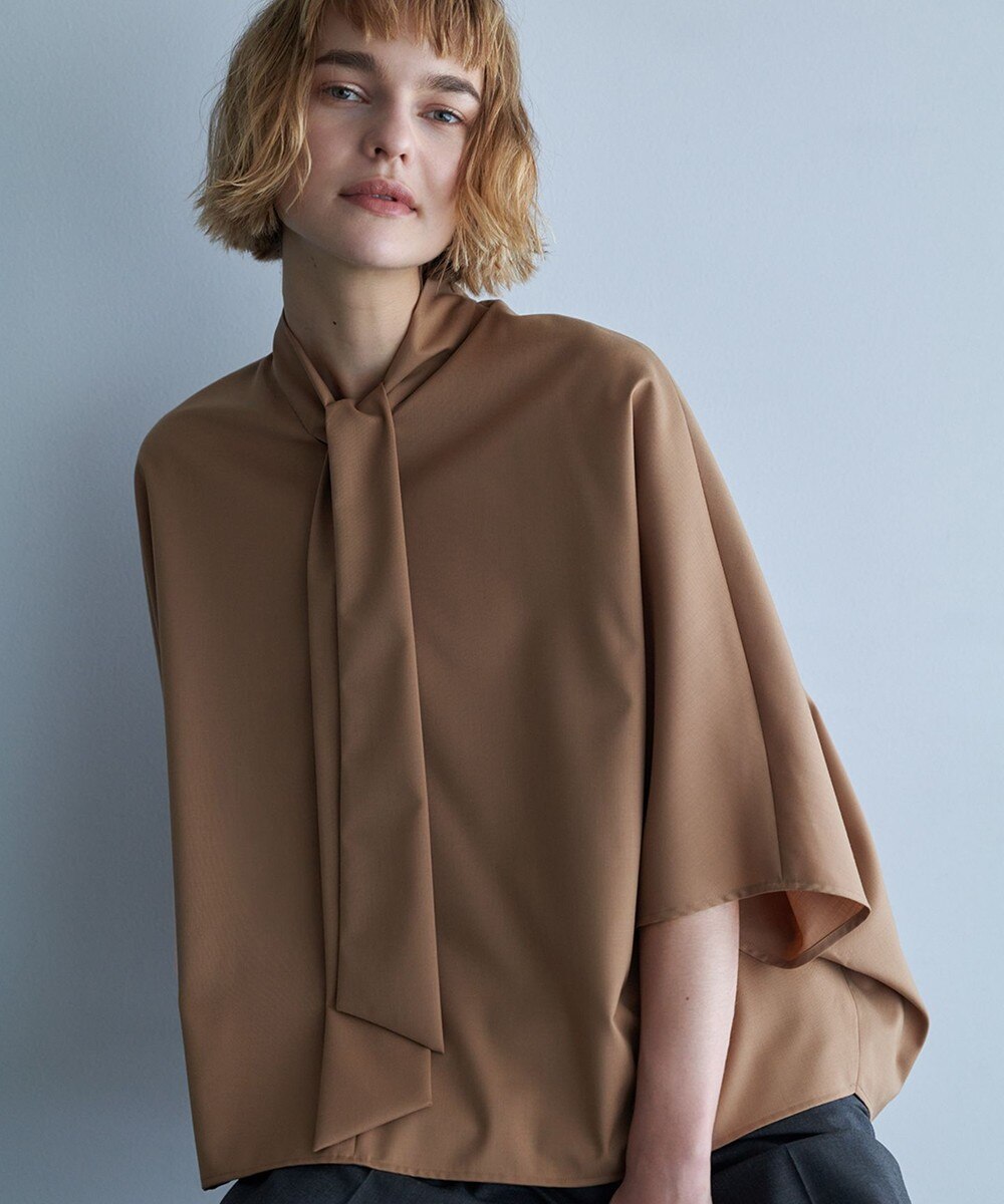 【オンワード】 ICB L（大きいサイズ）>トップス 【洗える】T/Wブロード ボウタイブラウス キャメル 42 レディース