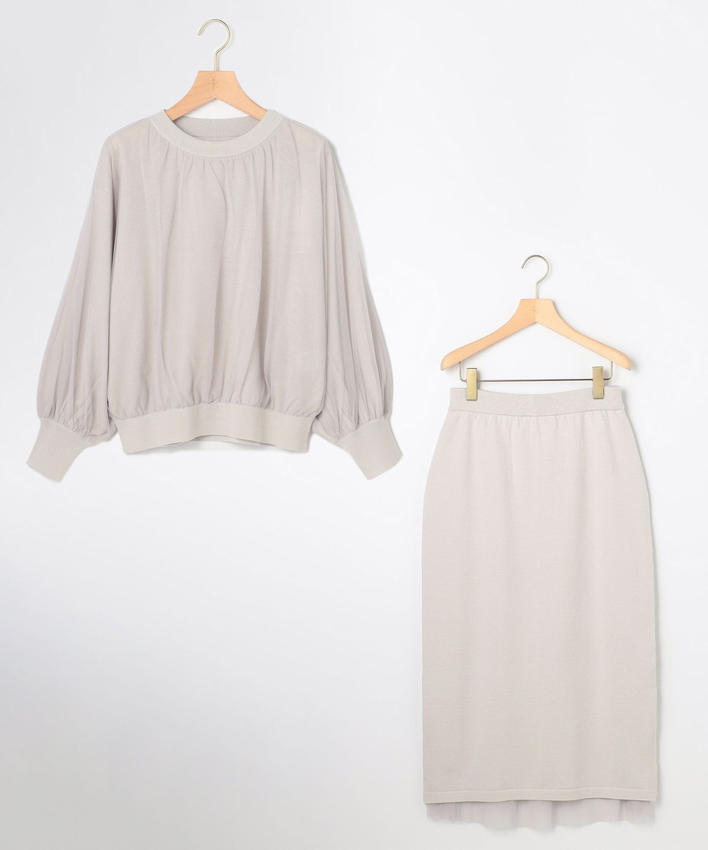 【オンワード】 組曲 S(小さいサイズ)>ワンピース 【先行予約】チュールニット×リバーシブルスカート セット ライトグレー S2 レディース 【オンワード】 組曲 S(小さいサイズ)>ワンピース 【先行予約】チュールニット×リバーシブルスカート セット ライトグレー S2 レディース