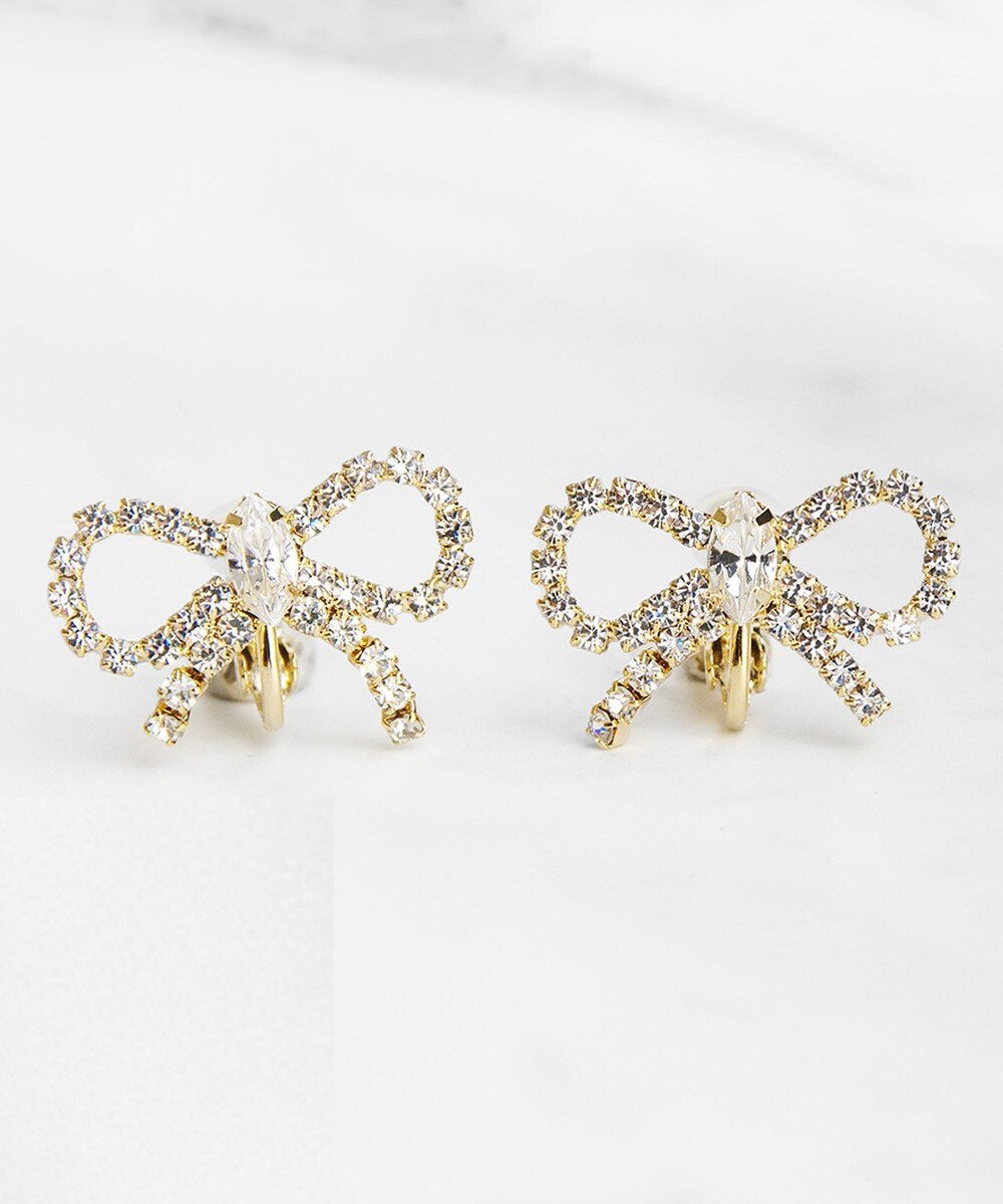 【オンワード】 TOCCA>アクセサリー GLITTER RIBBON EARRINGS イヤリング ゴールド×クリア F レディース