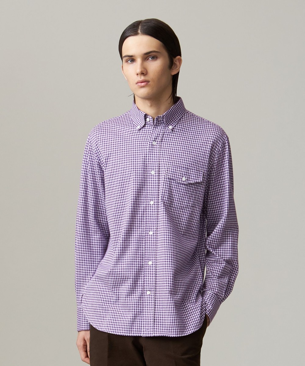 【オンワード】 J.PRESS MEN>トップス ギンガムチェック コットンネルジャージシャツ パープル M メンズ 【オンワード】 J.PRESS MEN>トップス ギンガムチェック コットンネルジャージシャツ パープル M メンズ