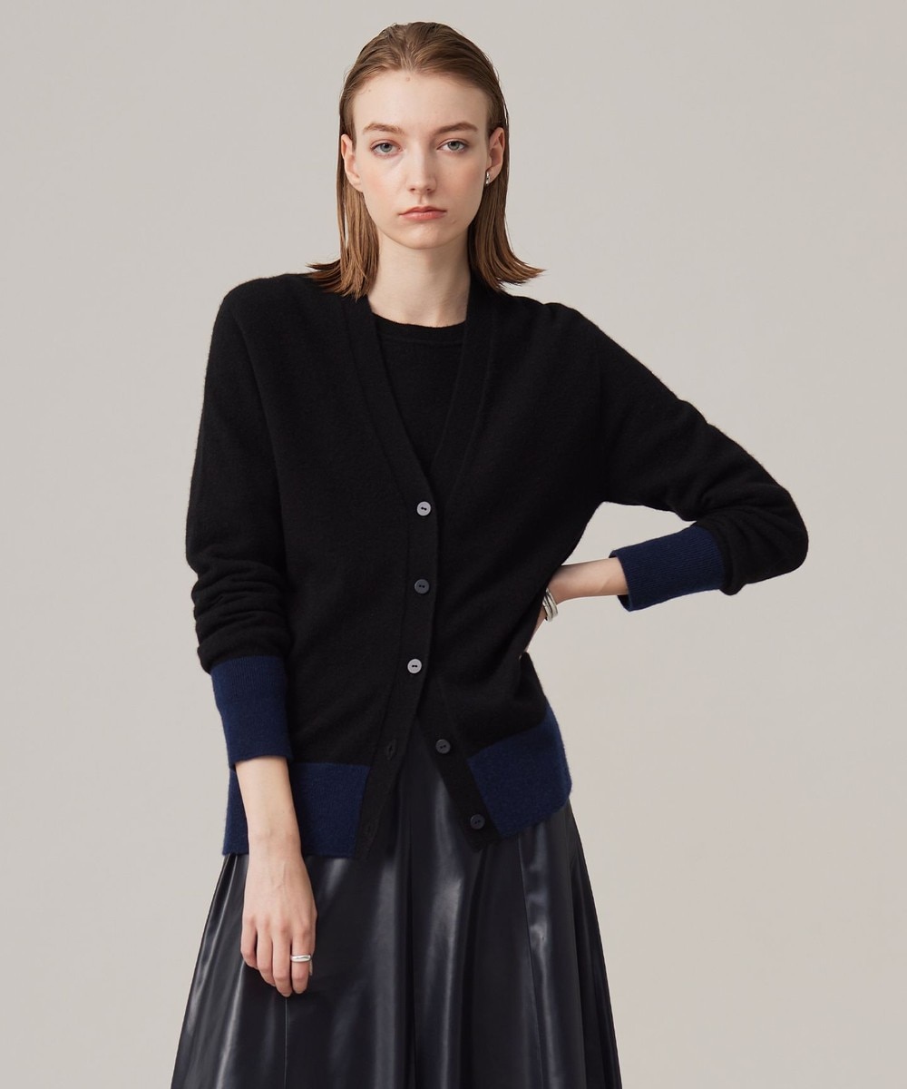 【オンワード】 ICB>トップス ピュアカシミヤ カーディガン ブラック×ネイビー XS レディース 【オンワード】 ICB>トップス ピュアカシミヤ カーディガン ブラック×ネイビー XS レディース