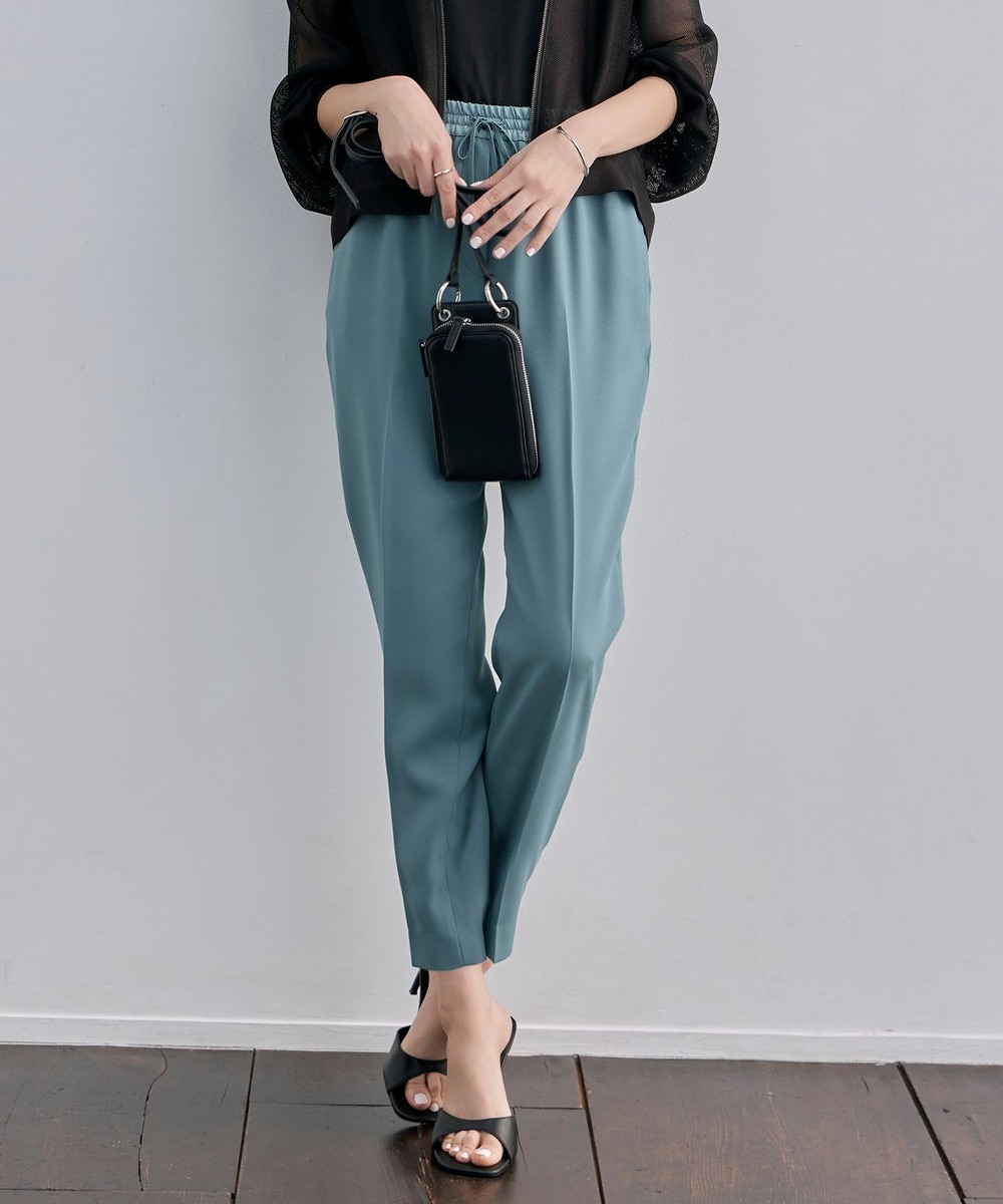 【オンワード】 ICB>パンツ 【新色追加・接触冷感・UVケア・速乾・洗える】FluidBackSatin ドロストパンツ カデットブルー 4 レディース 【オンワード】 ICB>パンツ 【新色追加・接触冷感・UVケア・速乾・洗える】FluidBackSatin ドロストパンツ カデットブルー 4 レディース