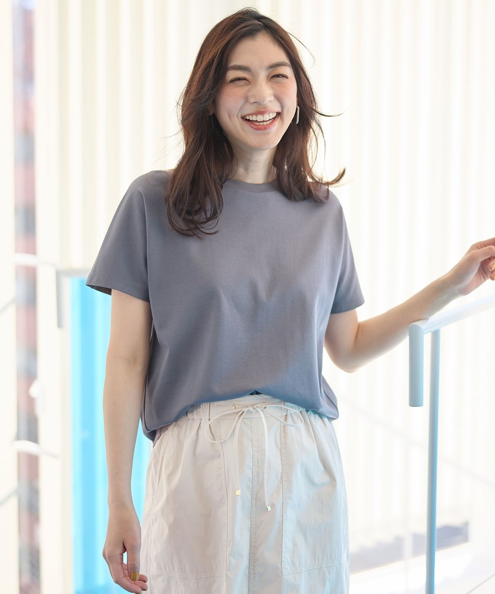 【オンワード】 ANY>トップス 【新色追加/10色展開/洗濯機可/UVケア/接触冷感】プレミアムベーシック半袖Tシャツ チャコール 3 レディース 【オンワード】 ANY>トップス 【新色追加/10色展開/洗濯機可/UVケア/接触冷感】プレミアムベーシック半袖Tシャツ チャコール 3 レディース