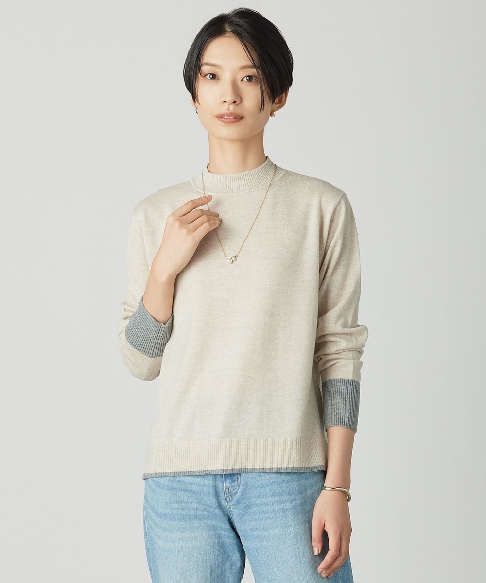 【オンワード】 J.PRESS LADIES>トップス SOFT TOUCH WOOL ブロッキング ニット ベージュ×グレー L レディース 【オンワード】 J.PRESS LADIES>トップス SOFT TOUCH WOOL ブロッキング ニット ベージュ×グレー L レディース