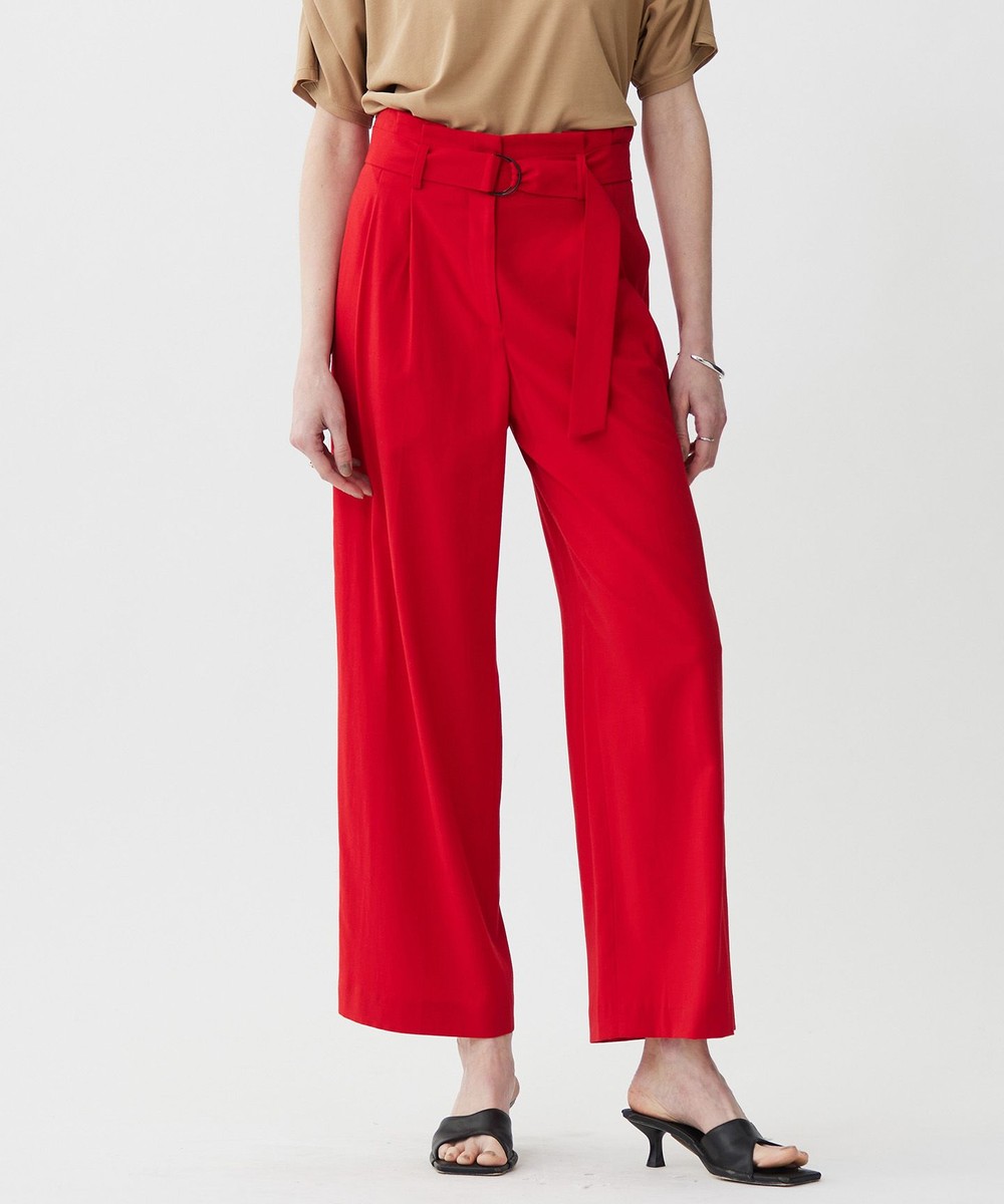 【オンワード】 ICB L(大きいサイズ)>パンツ 【接触冷感・UVカット・洗える】 T/Rドライリネン ワイドストレートパンツ レッド 46 レディース 【オンワード】 ICB L(大きいサイズ)>パンツ 【接触冷感・UVカット・洗える】 T/Rドライリネン ワイドストレートパンツ レッド 46 レディース