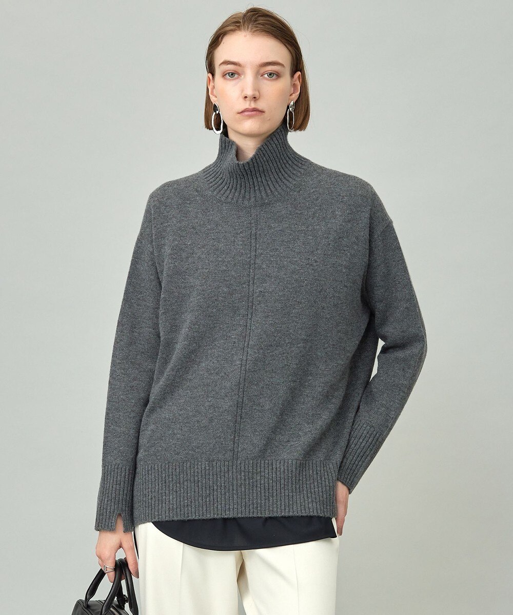 【オンワード】 ICB>トップス 【新色追加・洗える】ソフトカシミヤミックス ハイネックニット ミディアムグレー S レディース