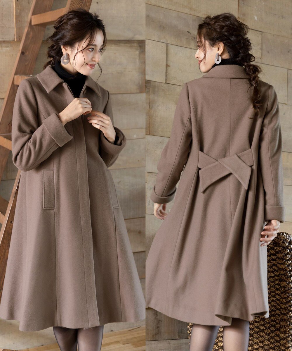 【日本製生地】上質素材を使用したバックリボンディテールウールコート