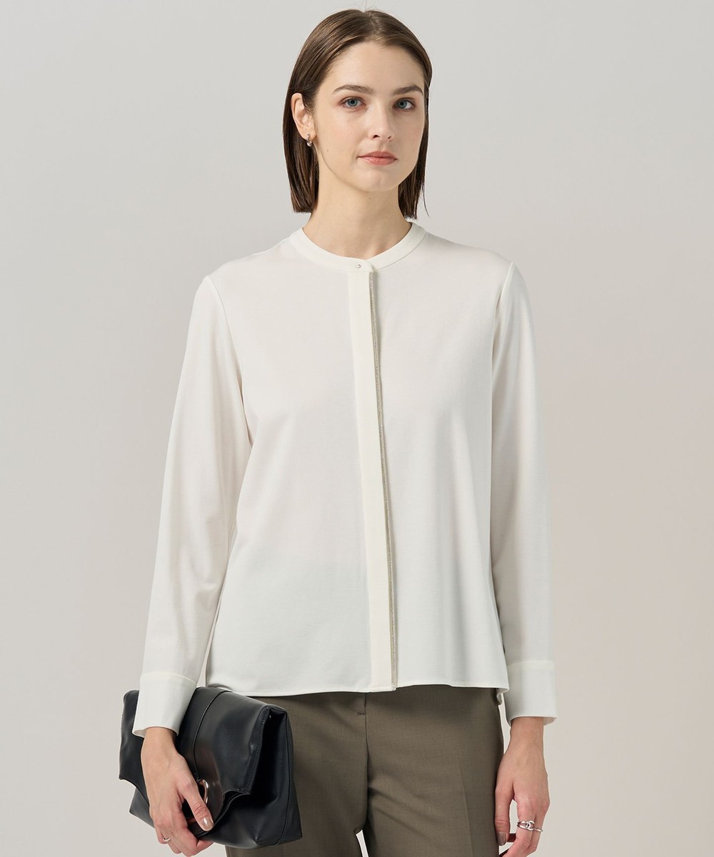 【オンワード】 ICB L(大きいサイズ)>トップス 【洗える】 コンパクトモクロディ バンドカラーカットソー オフホワイト XL レディース 【オンワード】 ICB L(大きいサイズ)>トップス 【洗える】 コンパクトモクロディ バンドカラーカットソー オフホワイト XL レディース