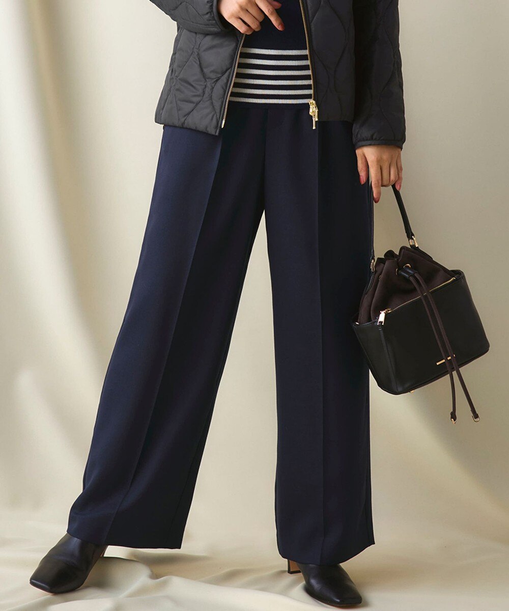 【オンワード】 23区>パンツ 【見上愛さん着用/洗える】TWビエラ タック ワイド パンツ ネイビー 36 レディース