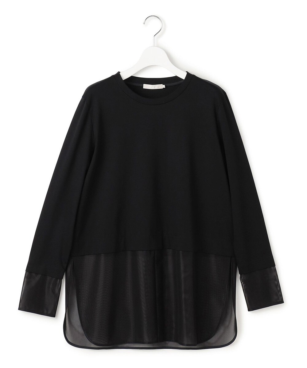 【オンワード】 ICB>トップス 【先行予約・洗える】 サテンラッセルコンビ カットソー ブラック M レディース