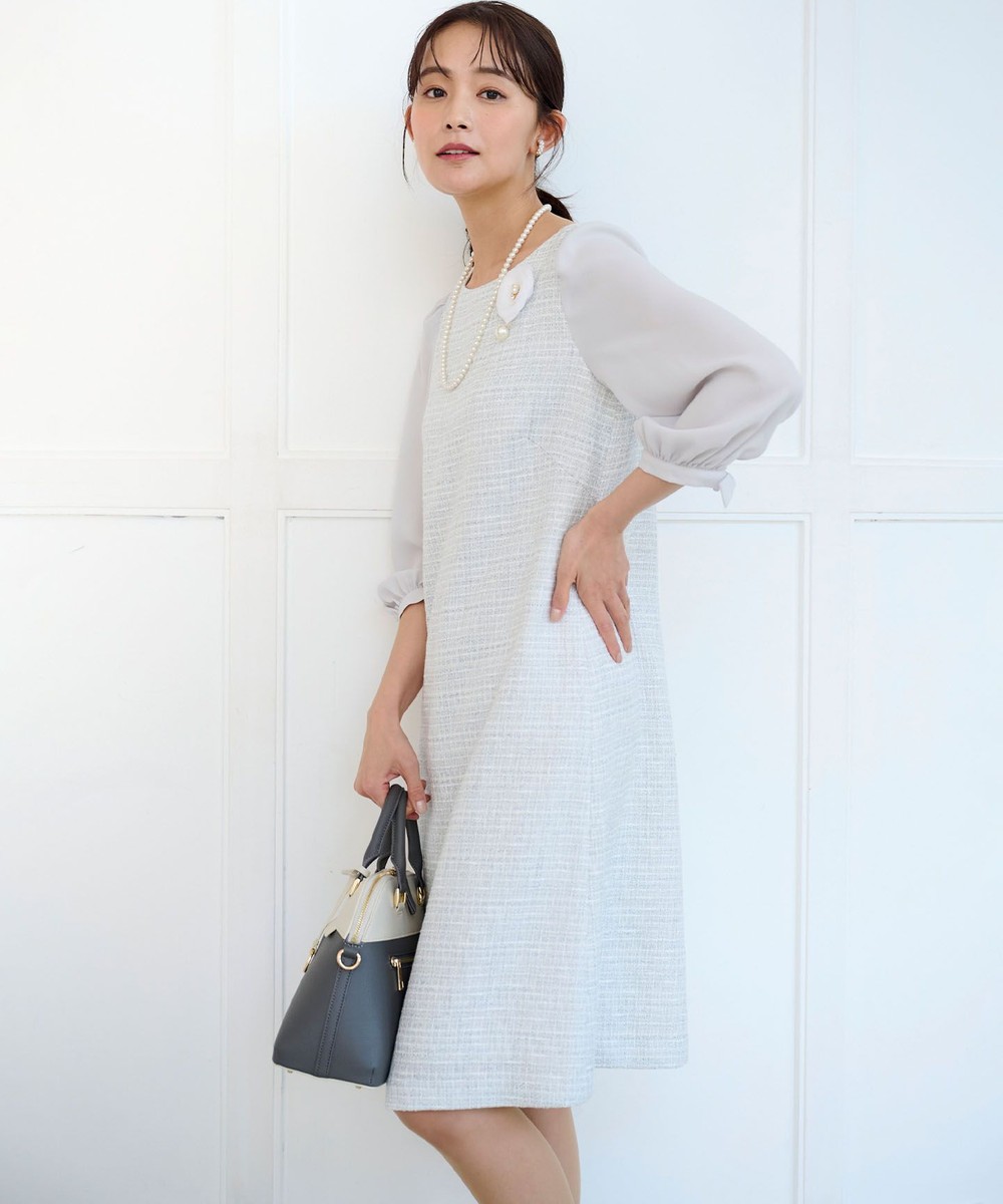 【オンワード】 組曲 L(大きいサイズ)>ワンピース 【KUMIKYOKU NAVY】ラメループモールツイード ワンピース ライトグレー 5 レディース 【オンワード】 組曲 L(大きいサイズ)>ワンピース 【KUMIKYOKU NAVY】ラメループモールツイード ワンピース ライトグレー 5 レディース
