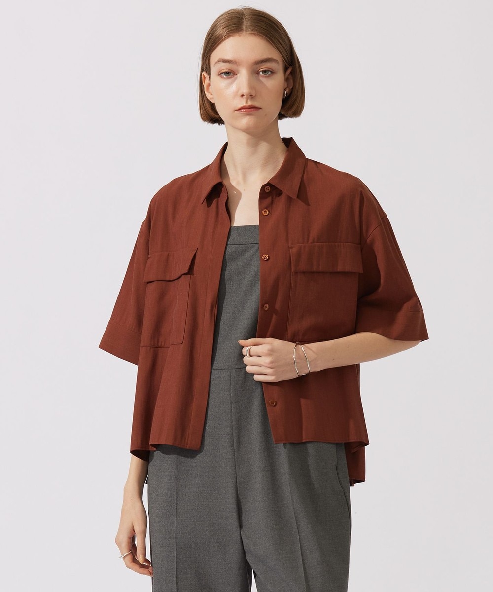 【オンワード】 ICB>トップス 【洗える】T/Rドライリネン クロップドシャツ マルーン 4 レディース 【オンワード】 ICB>トップス 【洗える】T/Rドライリネン クロップドシャツ マルーン 4 レディース