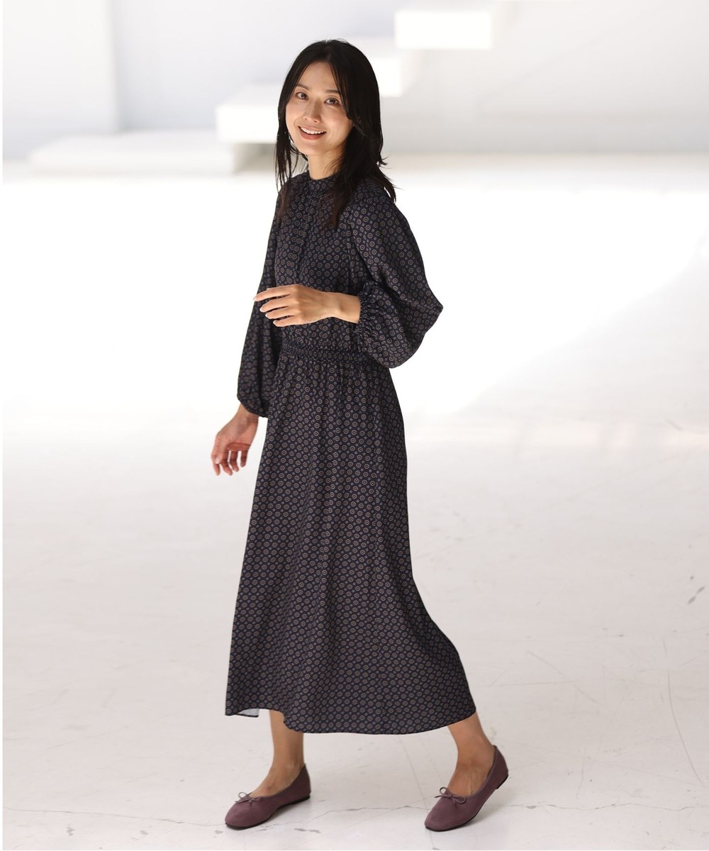 【オンワード】 any FAM>ワンピース 【洗える】プリント ワンピース ダークブラウン(小紋柄) F レディース 【送料無料】