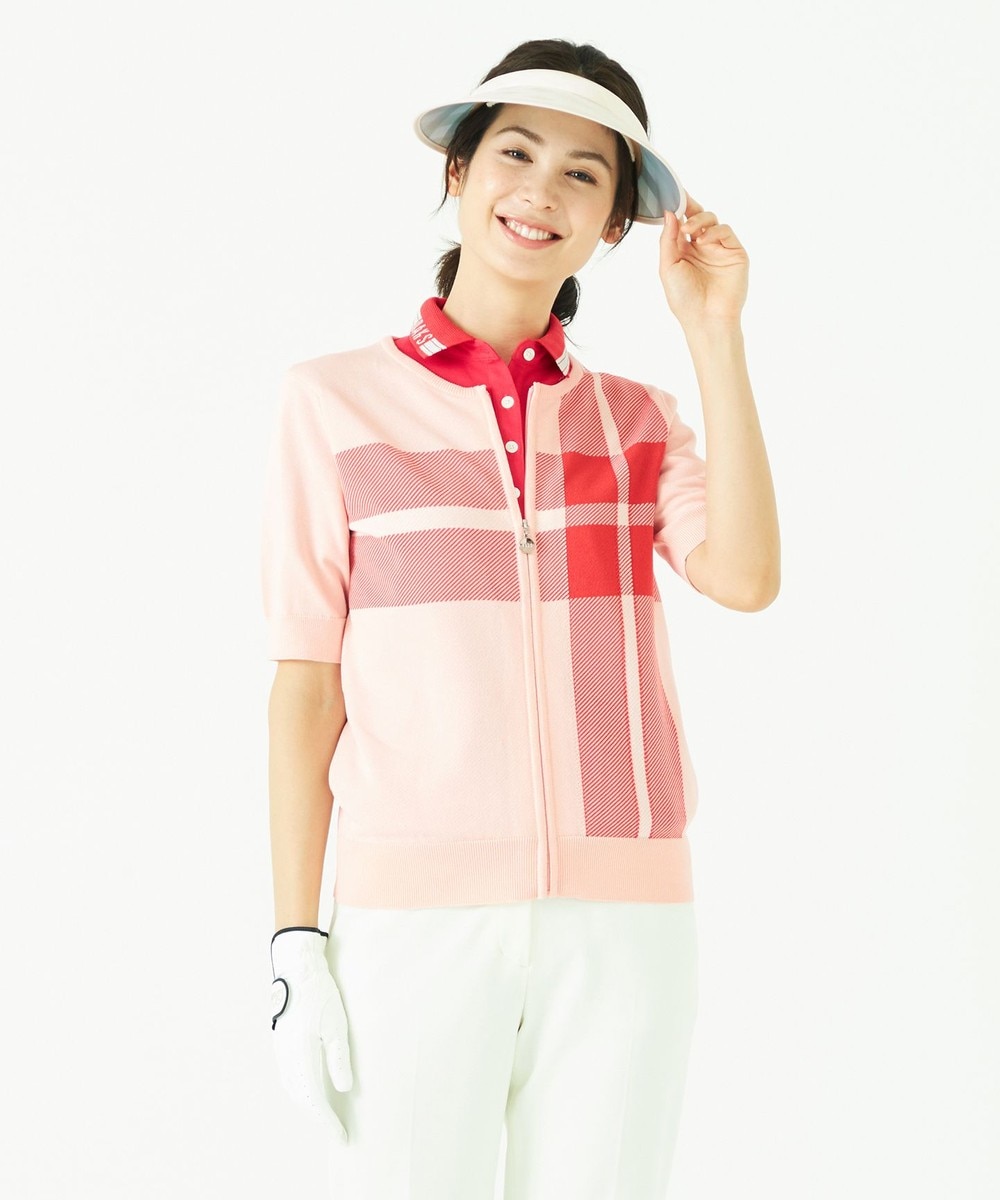 【オンワード】 DAKS GOLF>トップス 【WOMEN】ビッグチェックジップアップ ベスト ピンク L レディース 【送料無料】