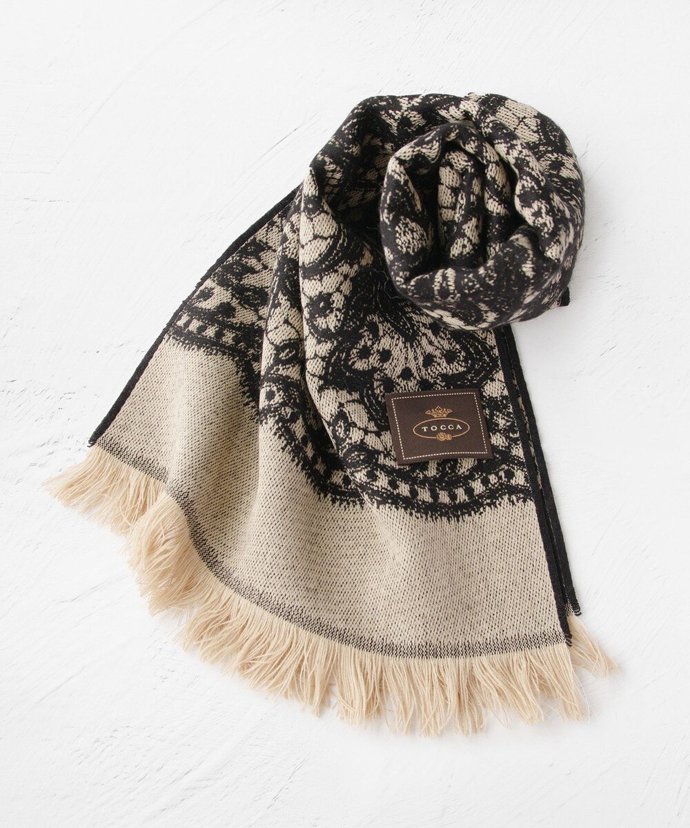 【オンワード】 TOCCA>ファッション雑貨 LACE JAQUARD STOLE ストール ブラック F レディース