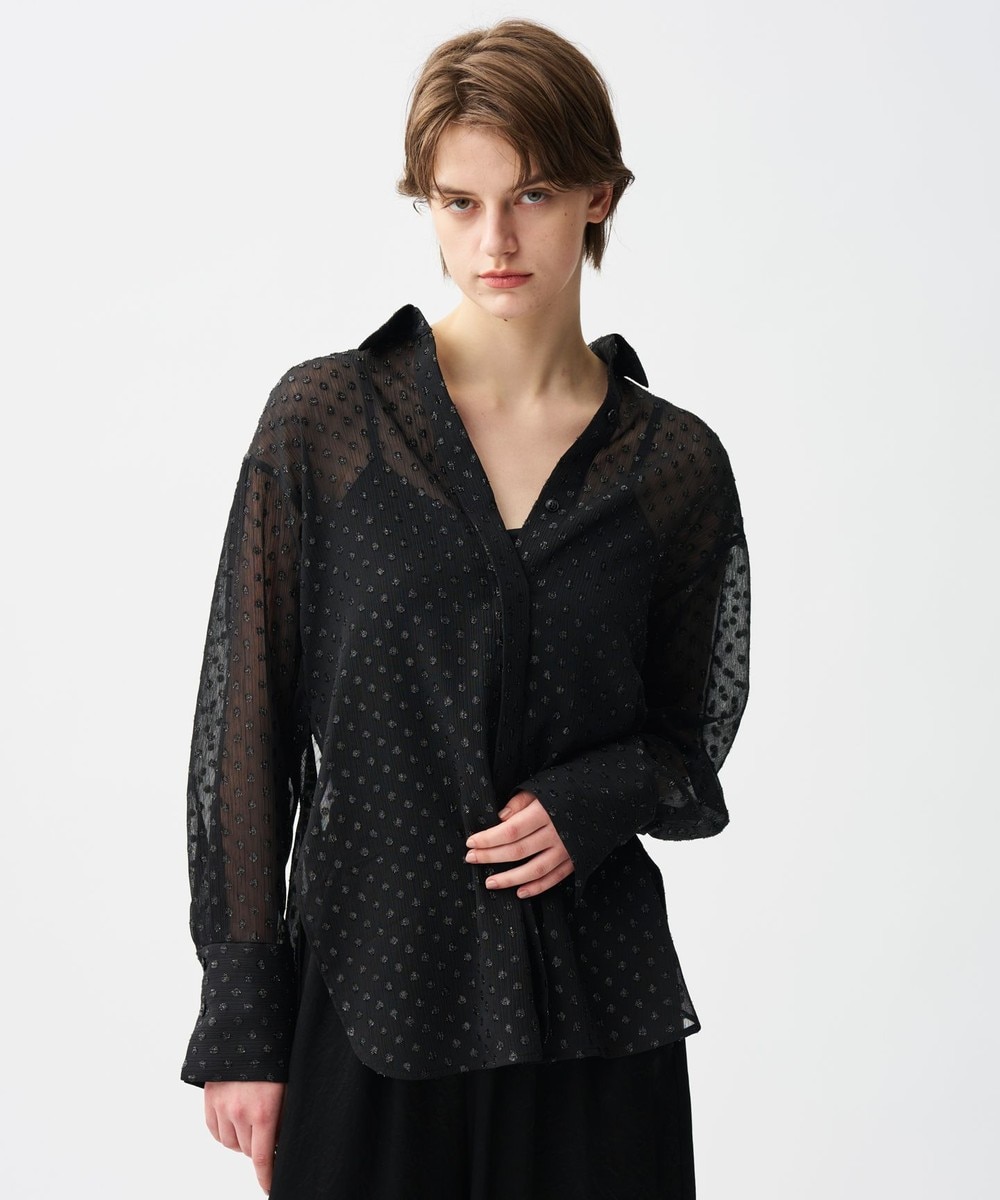 【オンワード】 uncrave>トップス 【手洗い可】シアードットジャガード シャツ ブラック F レディース 【オンワード】 uncrave>トップス 【手洗い可】シアードットジャガード シャツ ブラック F レディース