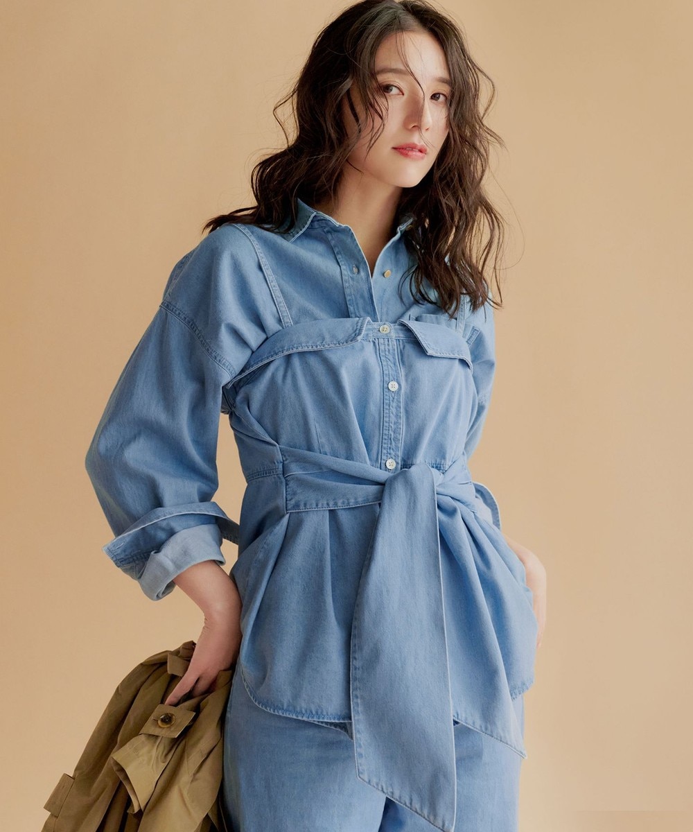 【オンワード】 23区 L(大きいサイズ)>トップス 【洗える】ライトダンガリー ビスチェ ライトインディゴ 48 レディース 【オンワード】 23区 L(大きいサイズ)>トップス 【洗える】ライトダンガリー ビスチェ ライトインディゴ 48 レディース