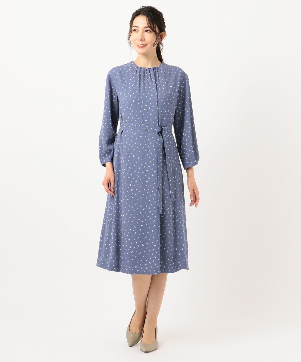 【オンワード】 J.PRESS LADIES>ワンピース 【洗える】フェザージオメトリックプリント ワンピース サックスブルー 9 レディース 【送料無料】